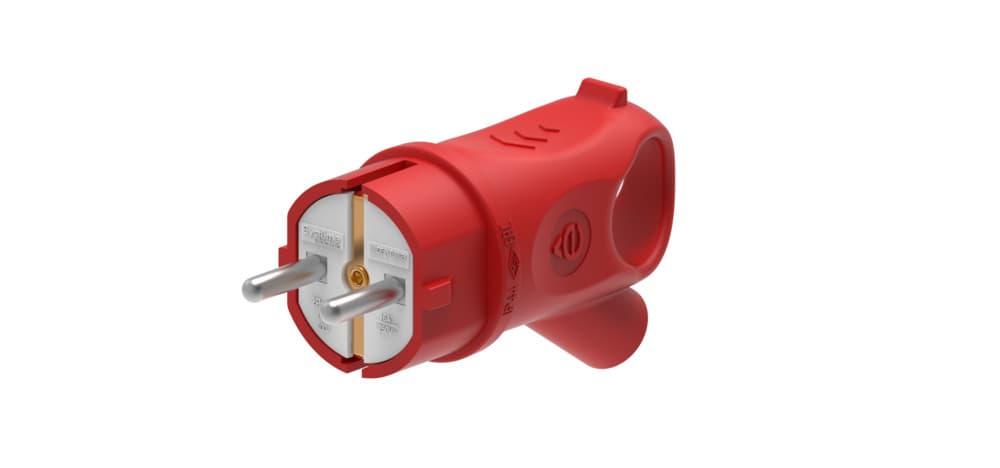 Systeme Electric MultiSet Красная Вилка 2К+З угловая каучуковая 16А/250В IP44