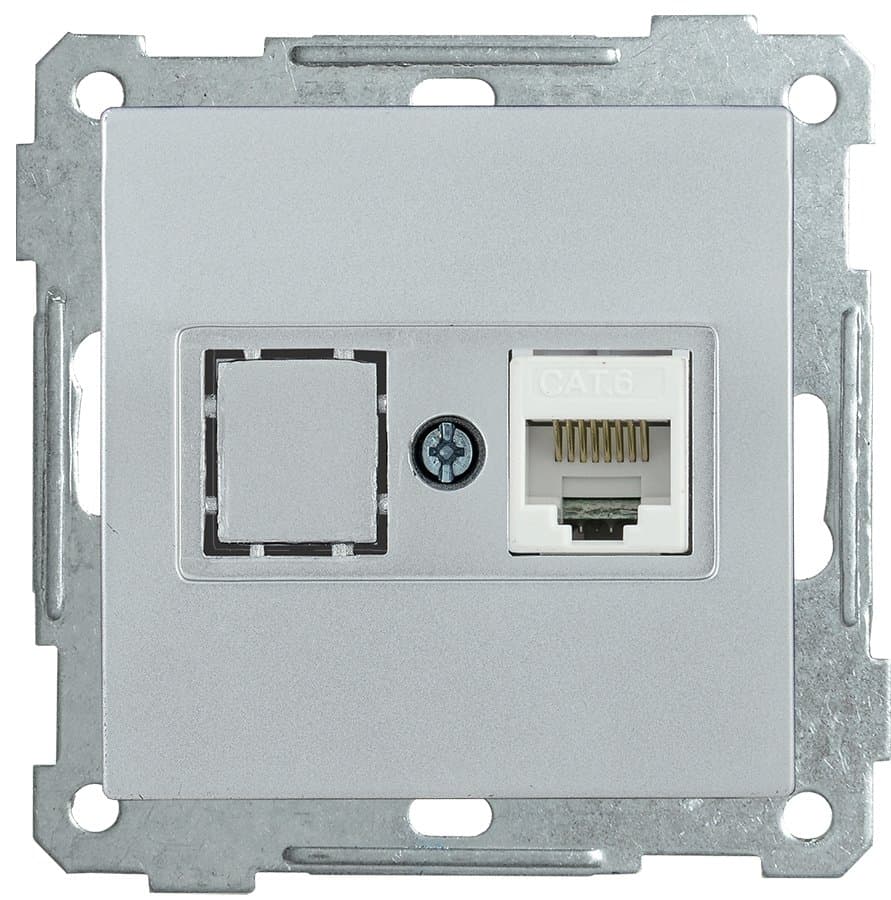 IEK РK10-1-Б Розетка компьютерная RJ45 Cat5e BOLERO серебрянный EKB15-01-K23