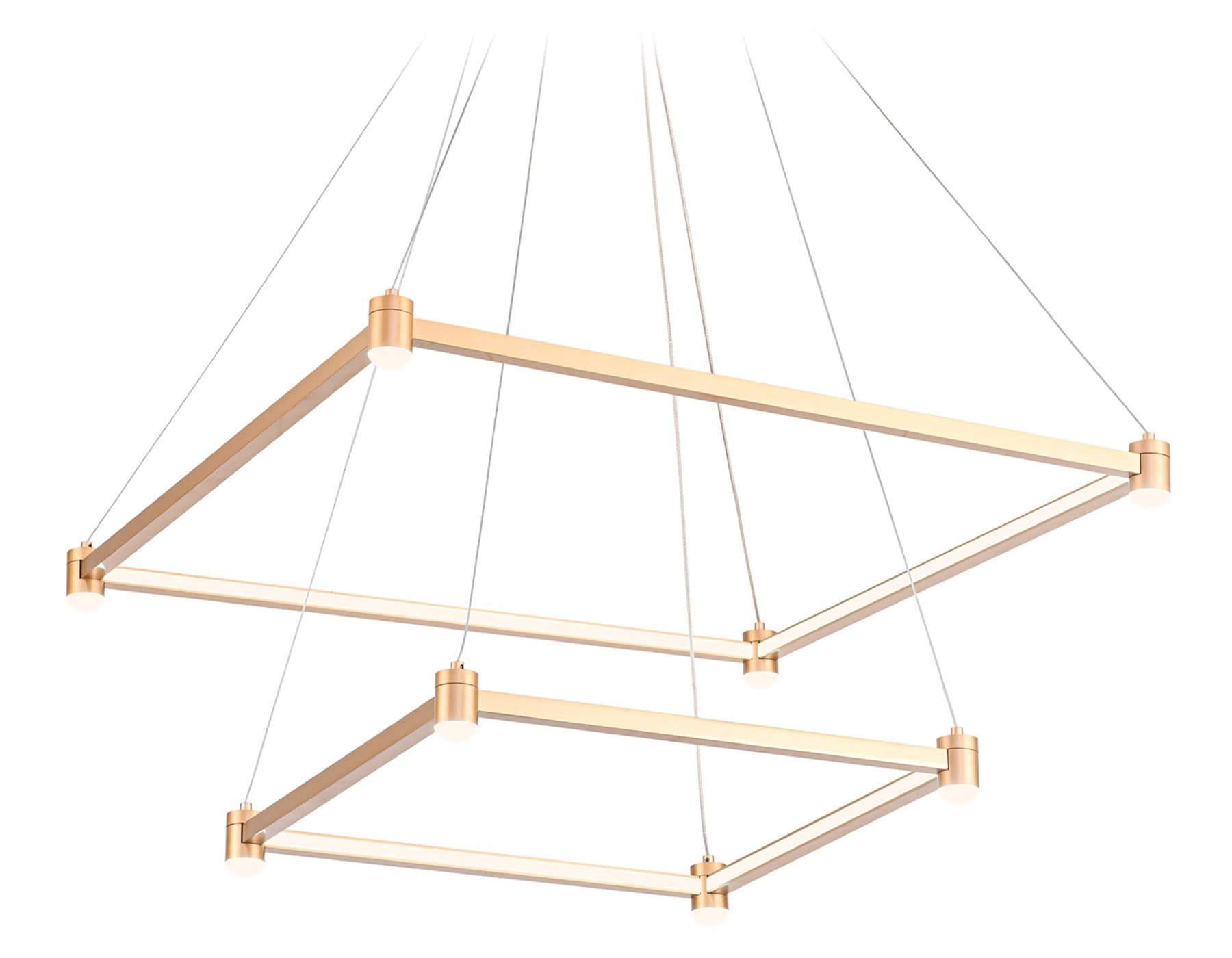 Ambrella Светильник подвесной светодиодный FL5599/2+8 GD золотой 60W 3000K/4200K/6400K 600*600*1300 (без ПДУ) — миниатюра 1