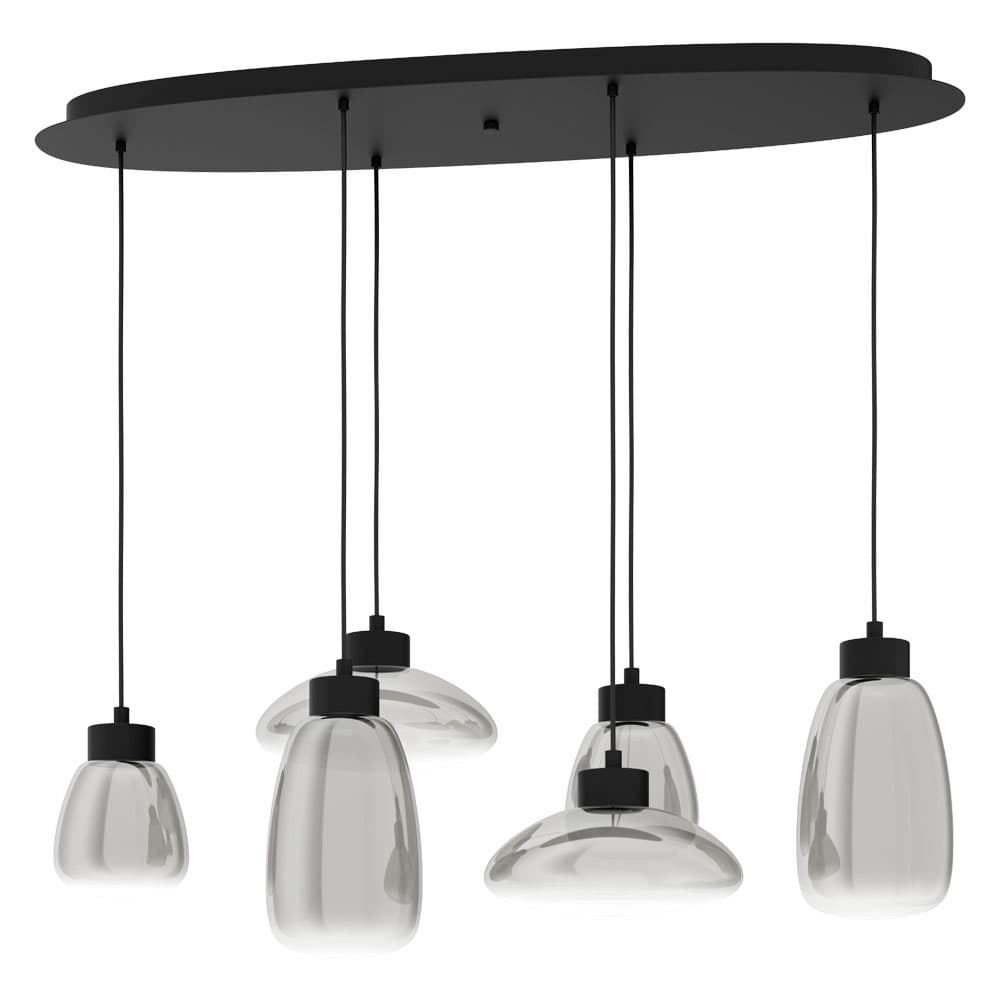 Eglo SARNARRA Подвес светодный димм, 6x6W(LED), L1280, B545, H1500, 6х380lm, сталь, черный/cтекло с напылением, черный-прозрачный 39894