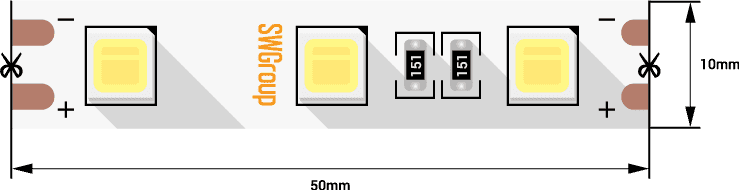 SWG Лента светодиодная стандарт 5054, 60 LED/м, 14,4 Вт/м, 12В , IP20, Цвет: Холодный белый SWG560-4.1-14.4-W