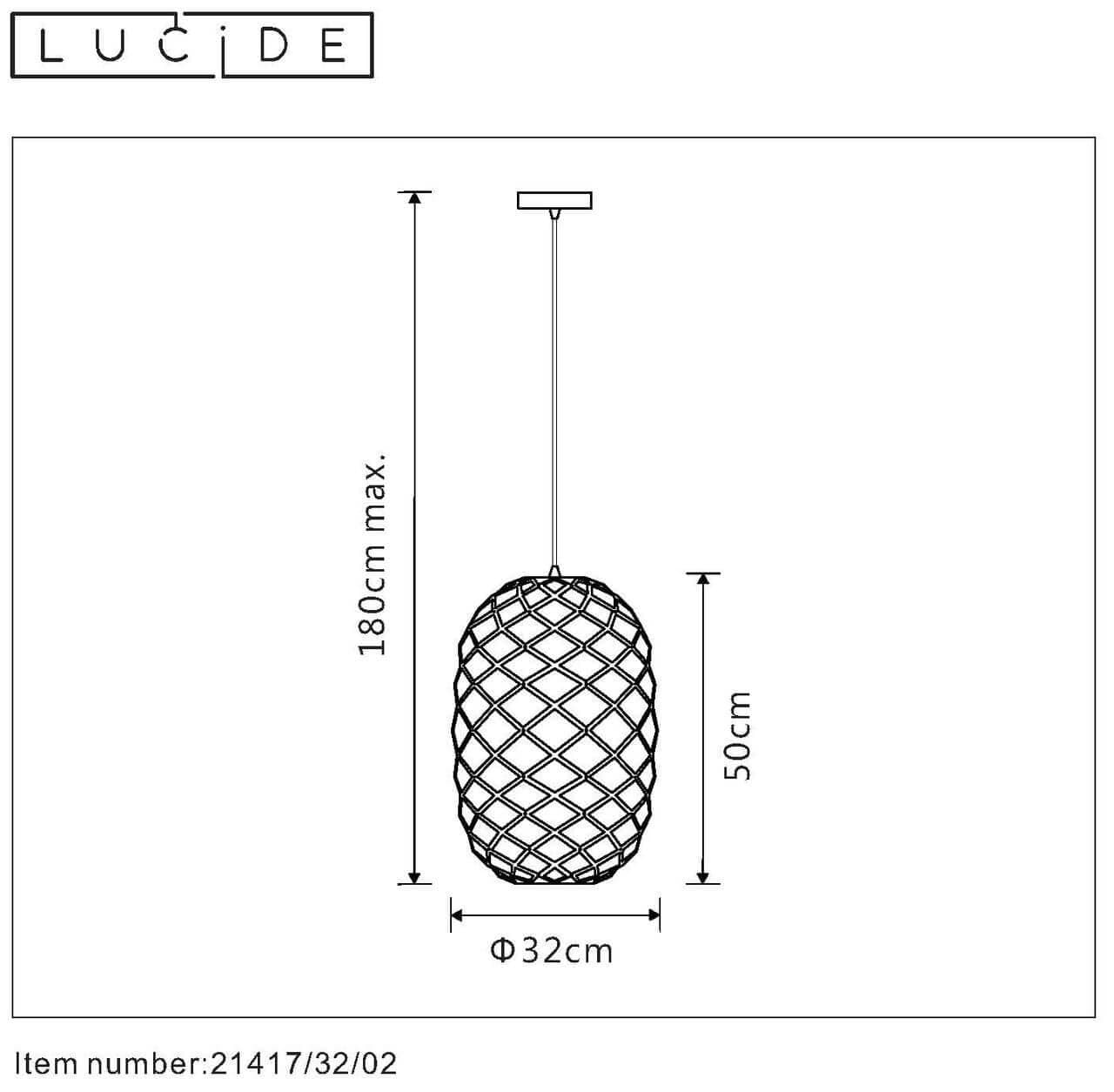 Lucide WOLFRAM Матовый  Золотой Подвесной светильник 21417/32/02 — миниатюра 4