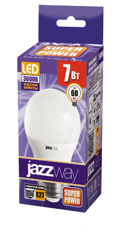 Jazzway Лампа светодиодная (LED) «шар» d45мм E27 180° 7Вт 220-240В матовая нейтральная холодно-белая 5000К .1027887-2 — миниатюра 2