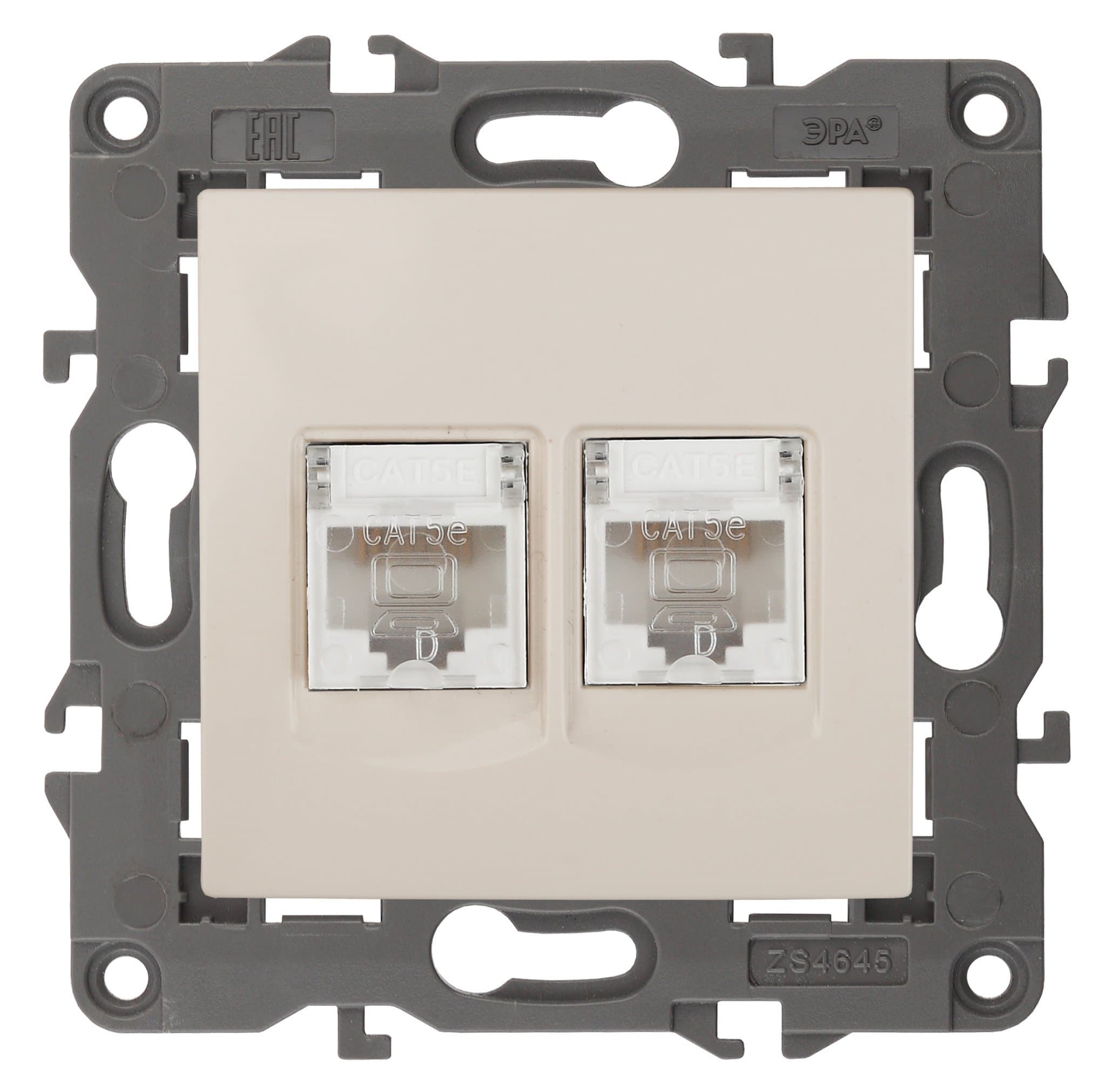 ЭРА 14-3108-02 Elegance Сл.кость Розетка комп 2xRJ45