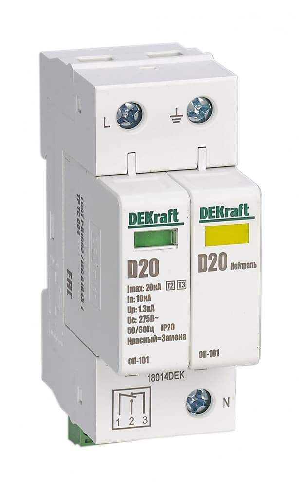 Dekraft Ограничитель перенапряжений 1P+N 40кА класс C 440В