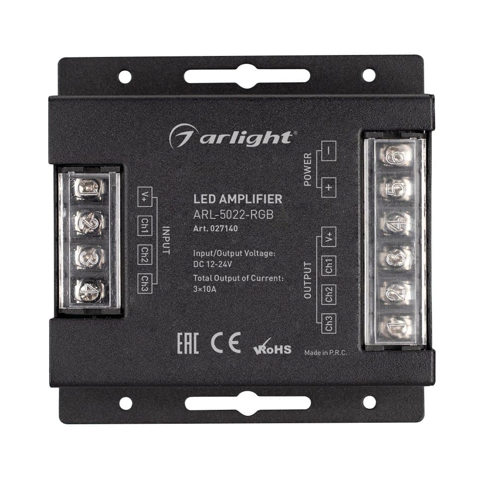 Arlight Усилитель ARL-5022-RGB (12-24V, 3x10A, 360-720W) (IP20 Металл, 3 года) 027140 — миниатюра 3