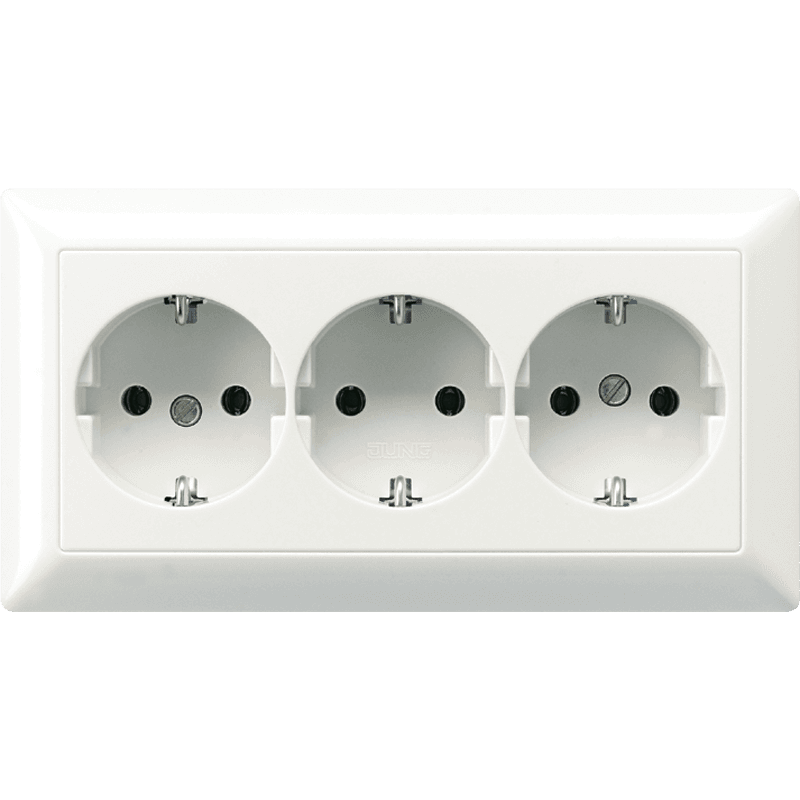 JUNG Штепсельная розетка SCHUKO 16A 250V~ тройная, полная плата белая AS523WW