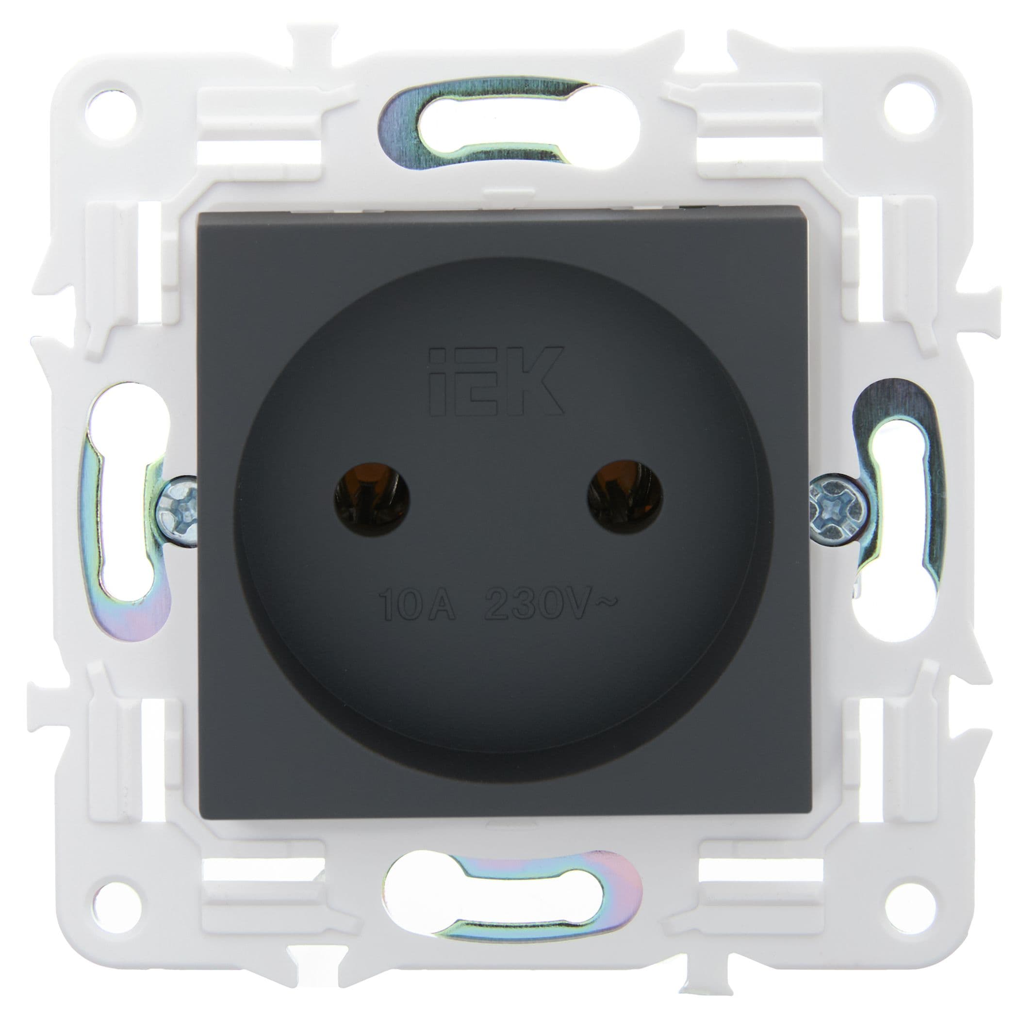 IEK SKANDY Графит Розетка б/з 10А SK-R02G — миниатюра 2