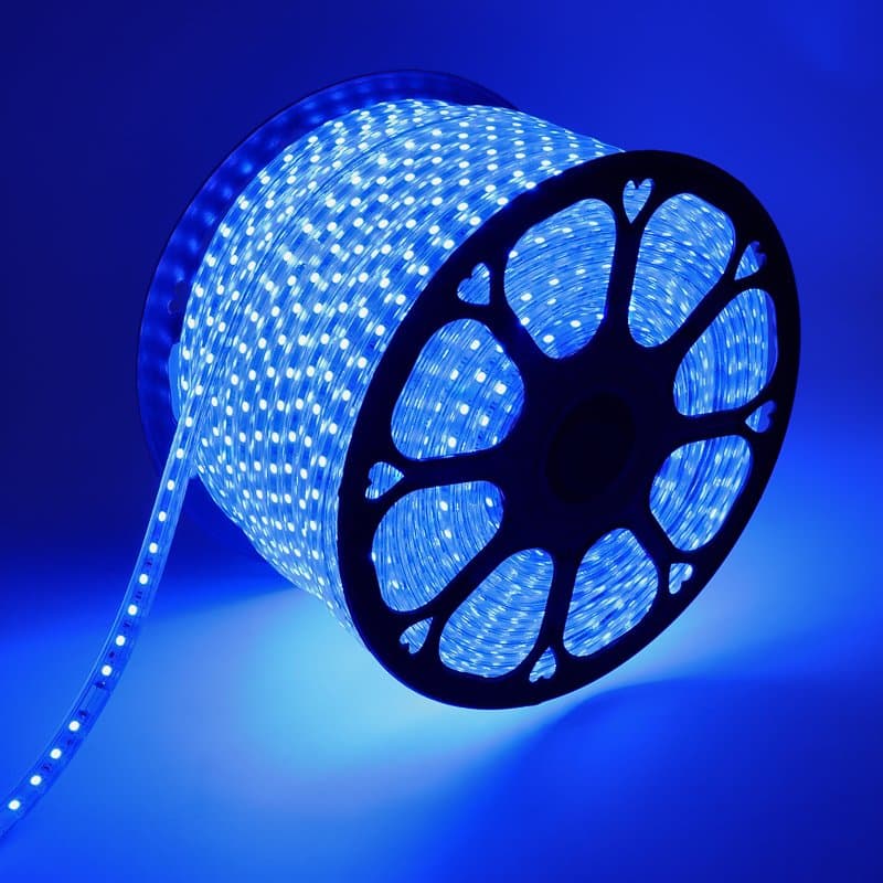 LED лента 220В, 13*8 мм, IP65, SMD 5050, 60 LED/m Синяя Rexant 142-103