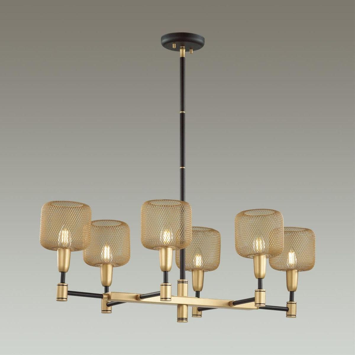 Odeon Light 4975/6 LOFT ODL22 475 черный/мат.золотой/металл.сетка Люстра E14 6*40W LECOLA — миниатюра 4