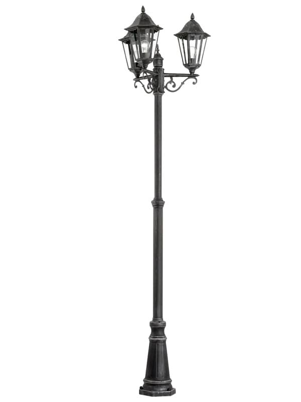 Eglo Уличный фонарь NAVEDO, 3х60W (E27), H2200, литой алюм., черный, серебр. патина/cтекло 93465