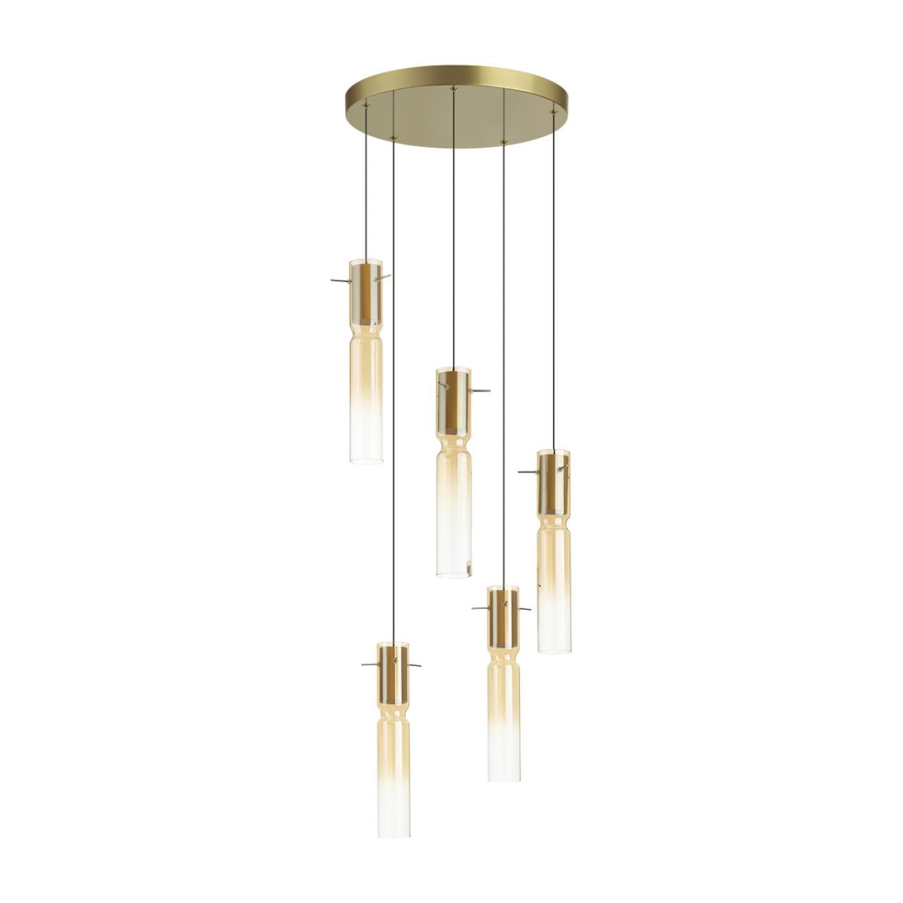 Odeon Light 5058/25LA PENDANT ODL24 325 золотой/янтарный/металл/стекло Люстра каскадная LED 5*5W 3000K SCROW