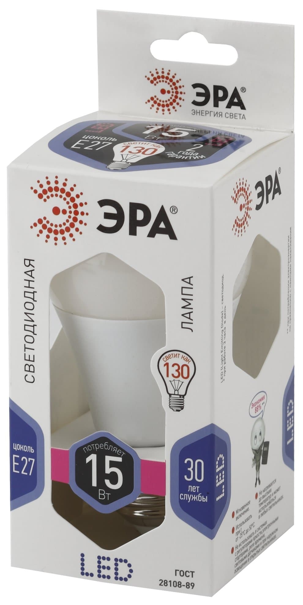 ЭРА LED A60-15W-860-E27 (диод, груша, 15Вт, хол, E27) — миниатюра 2