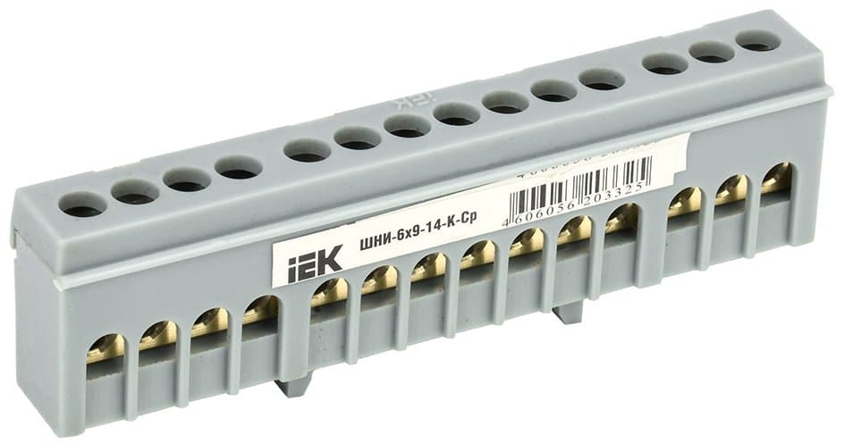IEK Шина L фаза в корп изол на DIN-рейку ШНИ-6х9-14-К-Ср — миниатюра 1
