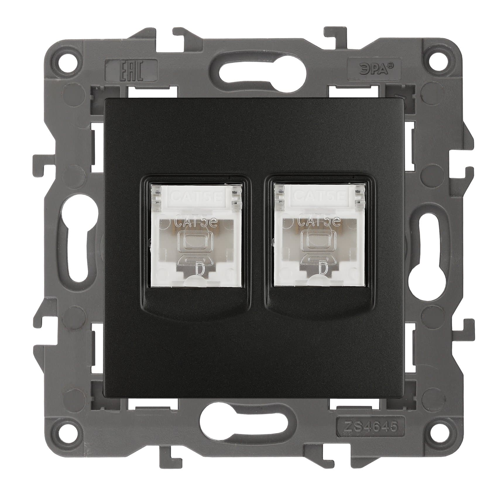 ЭРА 14-3108-05 Elegance Антрацит Розетка комп 2xRJ45
