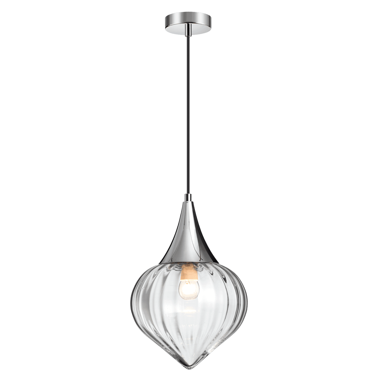 Odeon Light 4949/1 PENDANT ODL22 241 хром/прозрачный/стекло Подвес E27 1*60W KESTA — миниатюра 2