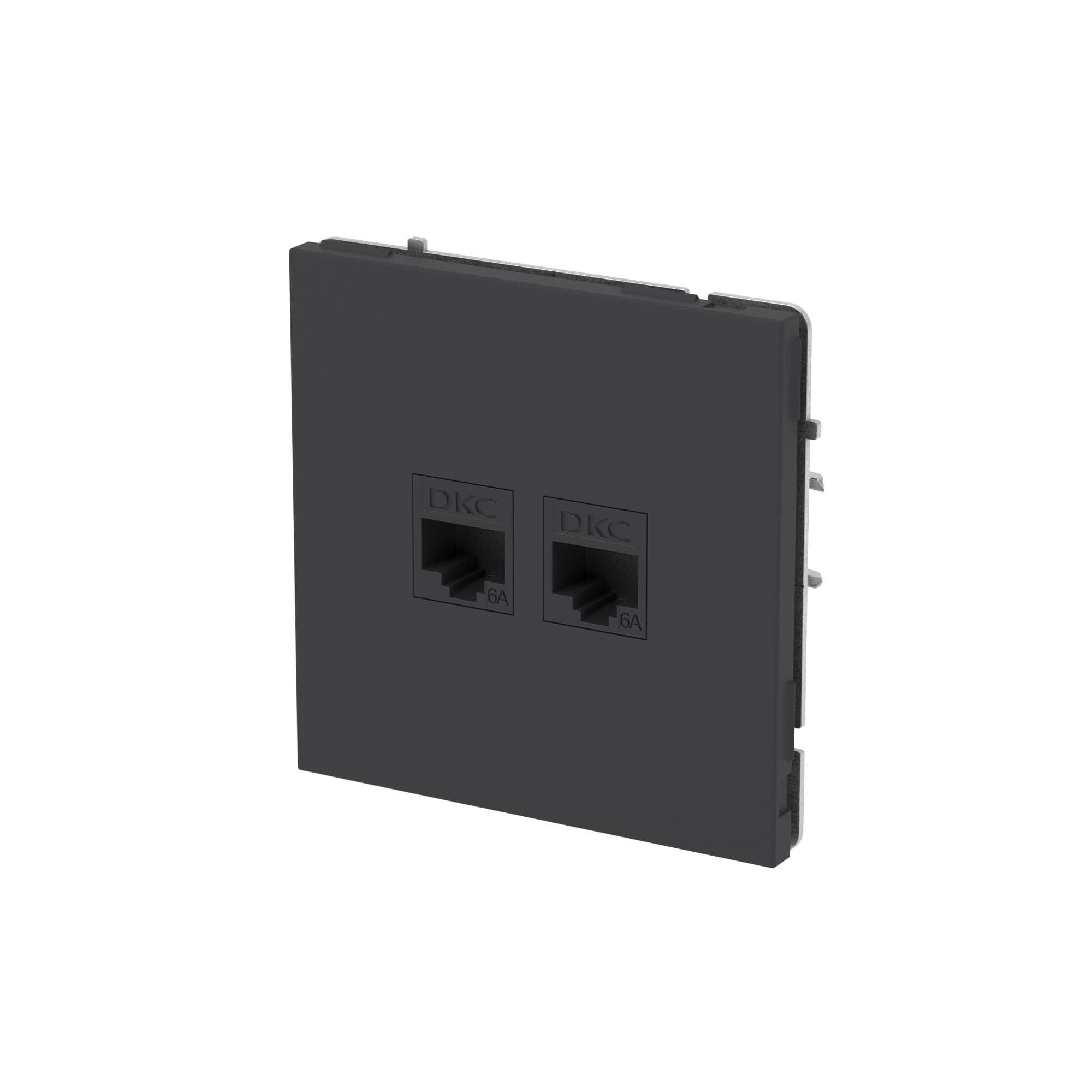DKC KANT Компьютерная розетка RJ-45 без шторки, кат.6А двойная, черный уголь — миниатюра 2