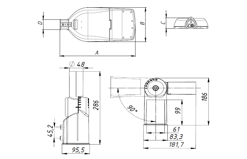 FREGAT LED G2 90W DW1 740 RAL9006 PLCM — миниатюра 2