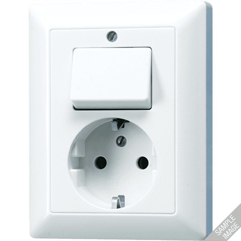 JUNG Штепсельная розетка SCHUKO 16A 250V~ с универсальным выключателем слоновая кость AS5576U