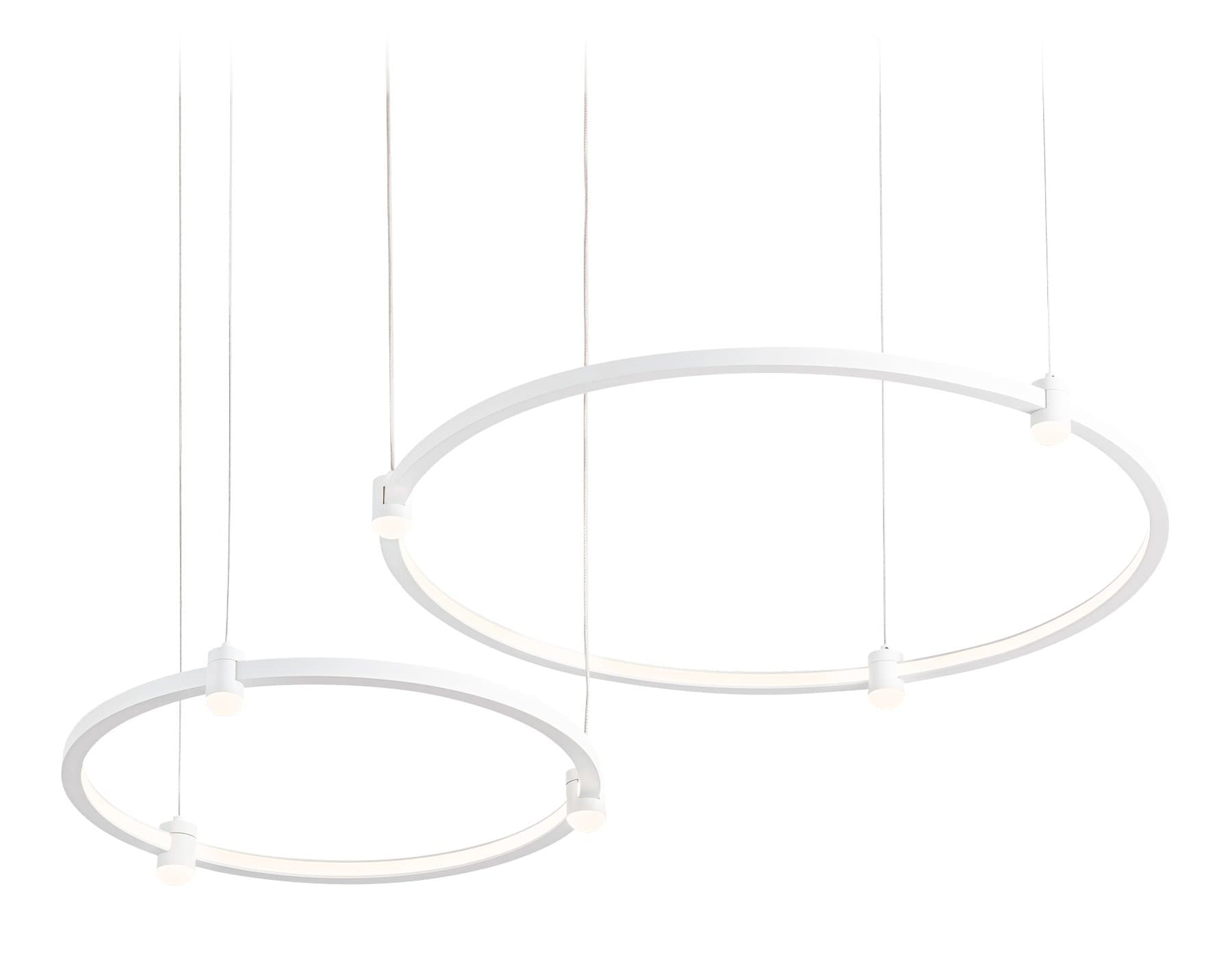 Ambrella Светильник подвесной светодиодный FL5521/2+6 WH белый 45W 3000K/4200K/6400K D600/400*1300 (без ПДУ) — миниатюра 1