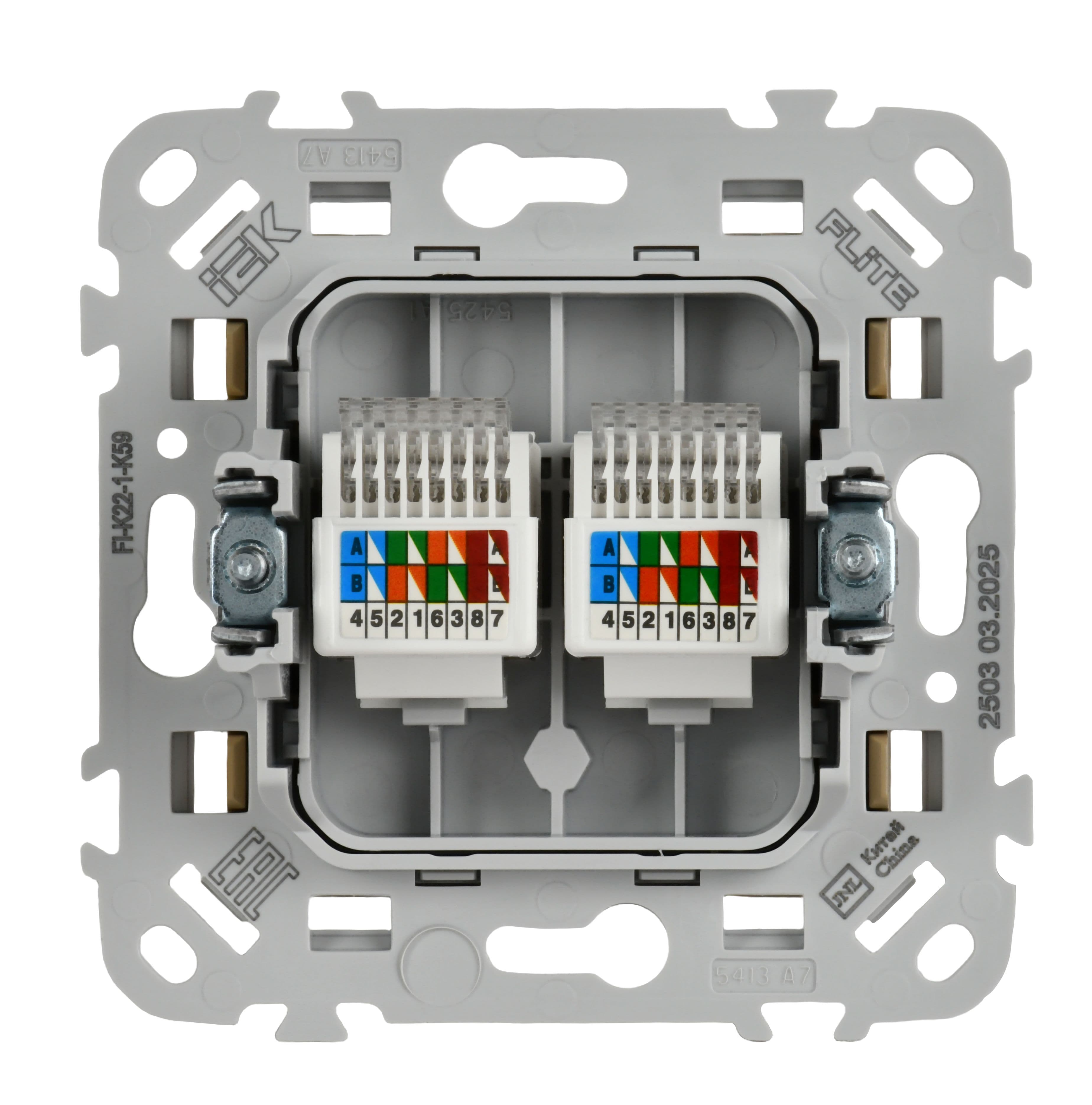 IEK FLITE Хаки Розетка 2-местная компьютерная RJ45 категория 5Е UTP — миниатюра 3