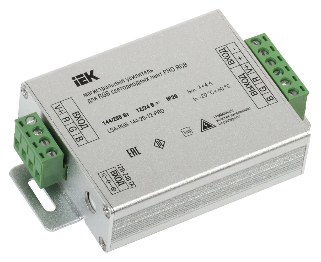IEK Магистральный усилитель PRO RGB 3 канала 12В, 4А, 144Вт