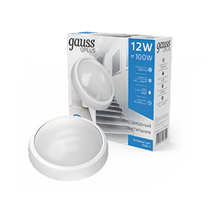 Gauss Светильник ЖКХ ECO 2.0 круг 12W 1000lm 6500K 160-260V IP54 D175*76мм белый 141411312 — миниатюра 1