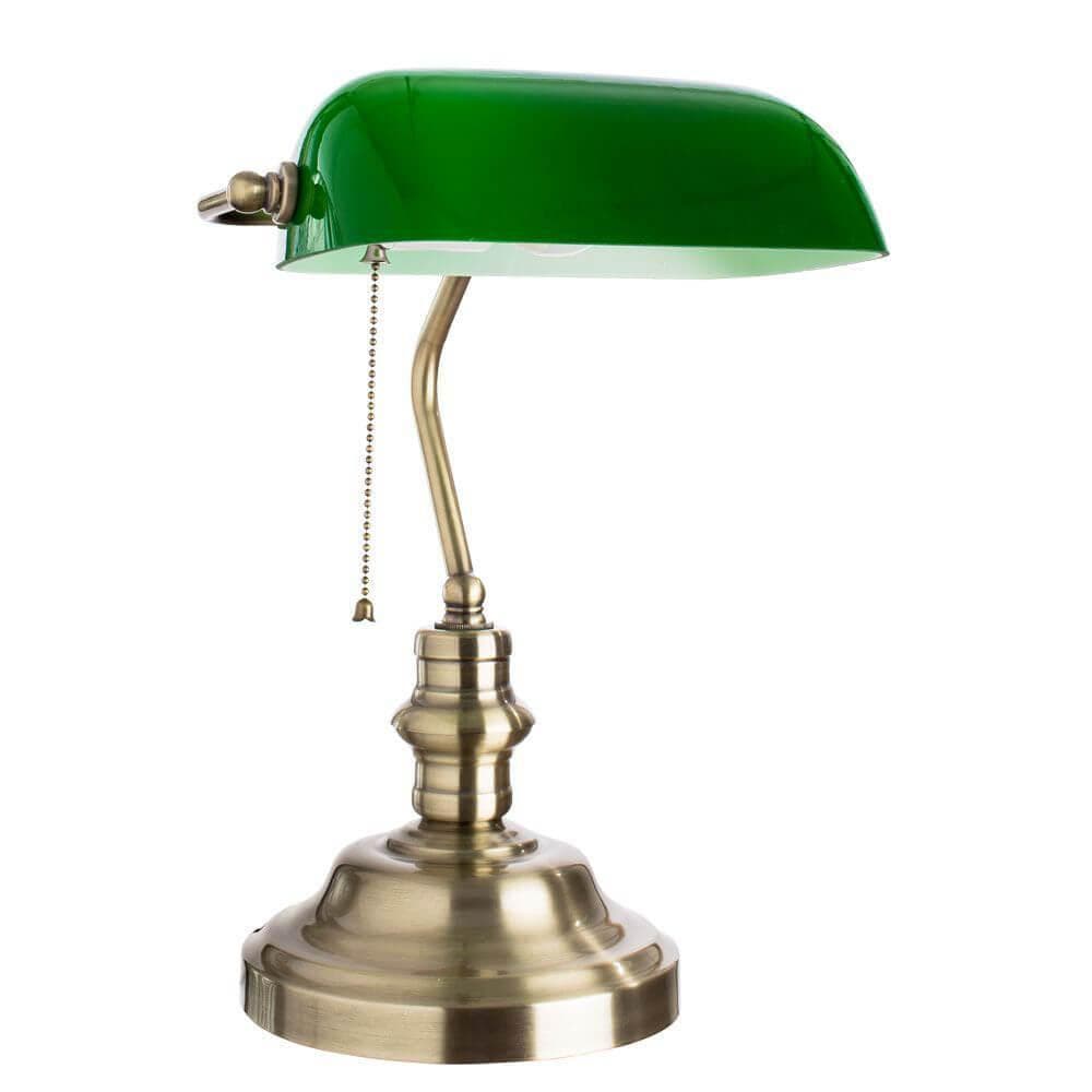 Arte Lamp Banker Бронза/Зеленая Лампа настольная офисная 1x60W 1xE27 A2492LT-1AB — миниатюра 1