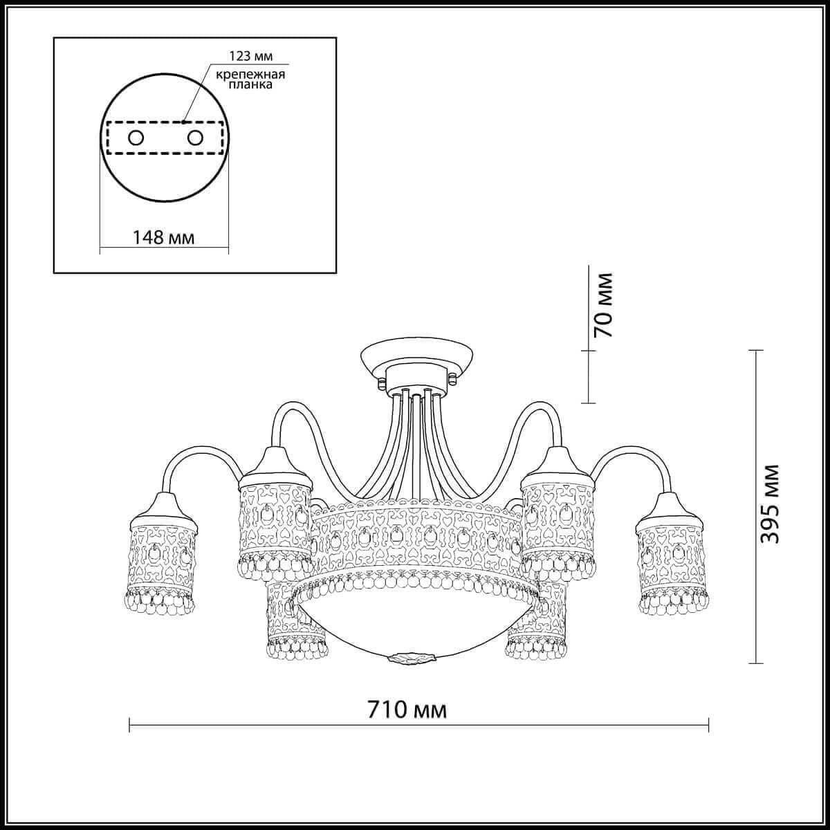 Odeon Light 2641/9C ODL14 238 "под бронзу"/хрусталь Люстра потолочная  E14 9*40W 220V Salona — миниатюра 3