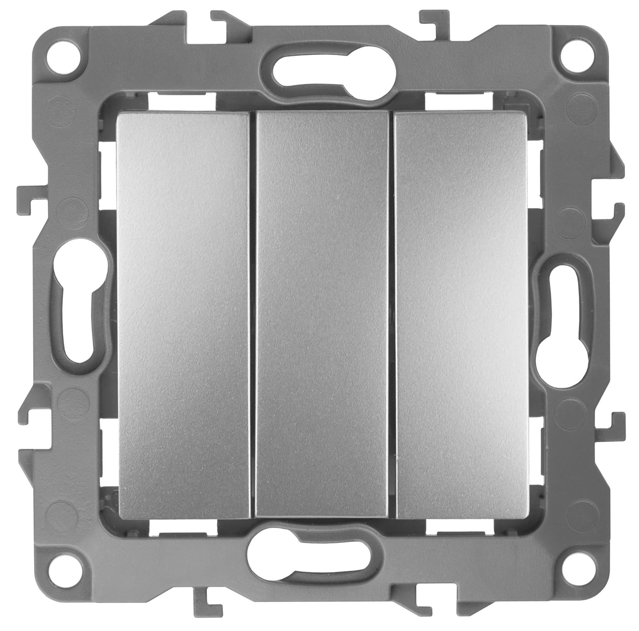 ЭРА 12-1107-03 Выключатель тройной, 10АХ-250В, IP20, 12, Алюминий