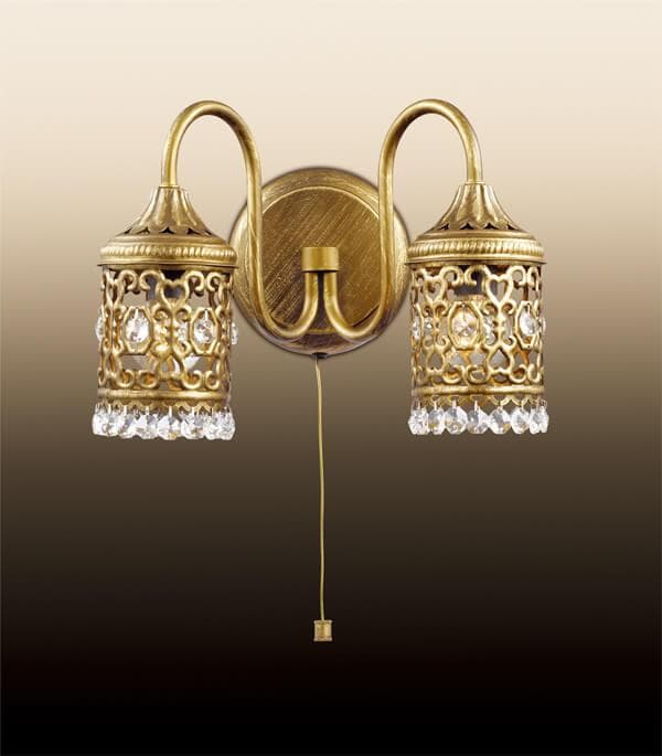 Odeon Light 2641/2W ODL14 241 "под бронзу"/хрусталь Бра с выкл  E14 2*40W 220V Salona — миниатюра 2