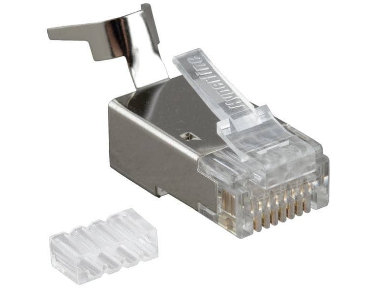 Hyperline PLUG-8P8C-UV-C6-TW-SH-10 Разъем RJ-45(8P8C) под витую пару, категория 6/6A (50 µ"/ 50 микродюймов), экранированный, универсальный (для однож 49340