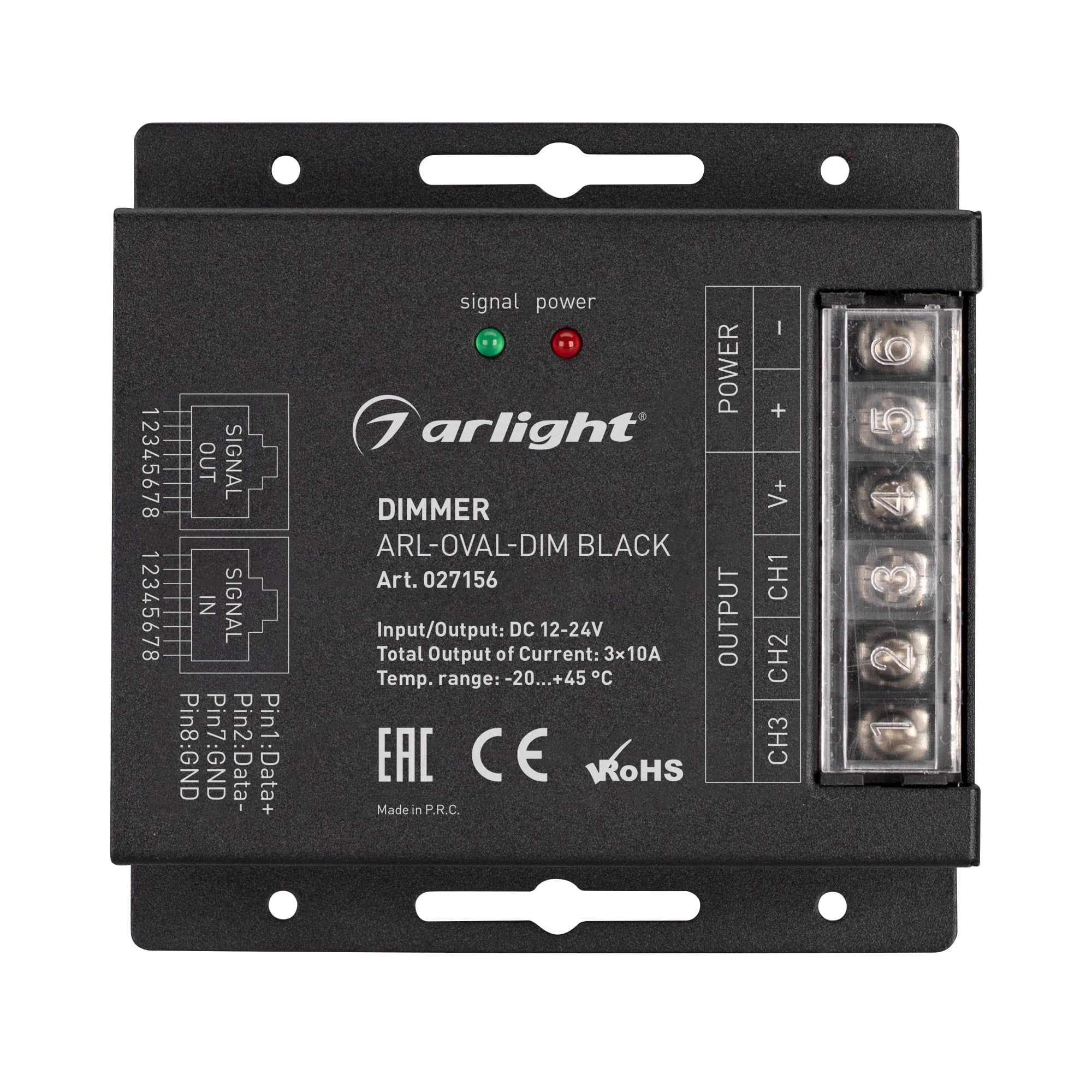 Arlight Диммер ARL-OVAL-DIM Black (12-24V, 3x10A, ПДУ Овал, RF, RJ45) (IP20 Металл, 3 года) 027156 — миниатюра 2