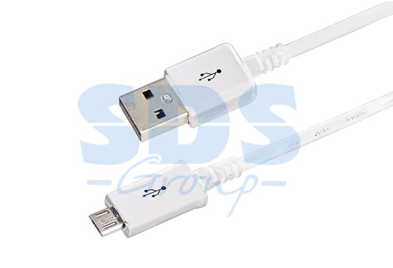 USB кабель microUSB длинный штекер 1М белый Rexant 18-4269-20