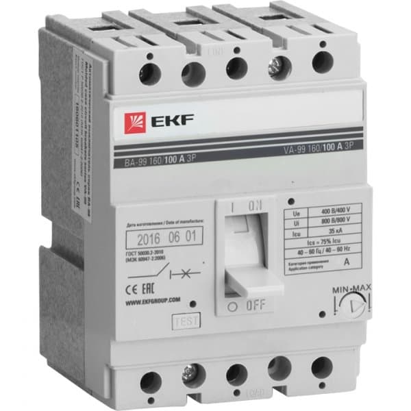 EKF PROxima Автоматический выключатель ВА-99 160/160А 3P 35кА mccb99-160-160 — миниатюра 1