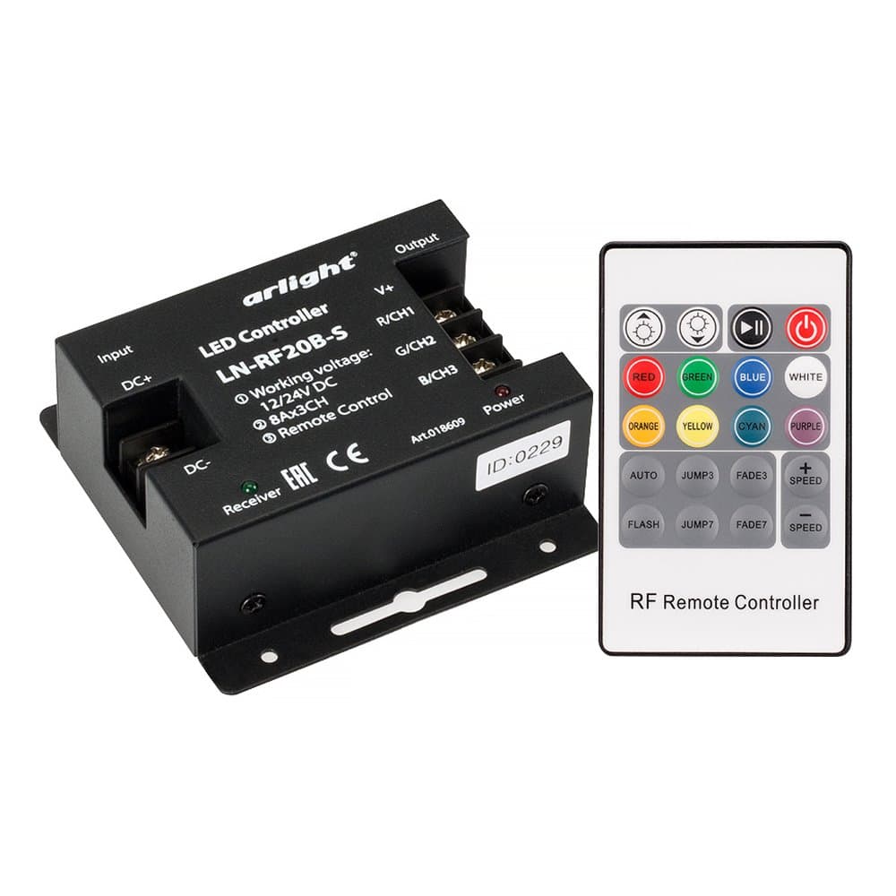 Arlight Контроллер LN-RF20B-S (12-24V, 288-576W, ПДУ 20кн) (IP20 Металл, 1 год) 018609 — миниатюра 1