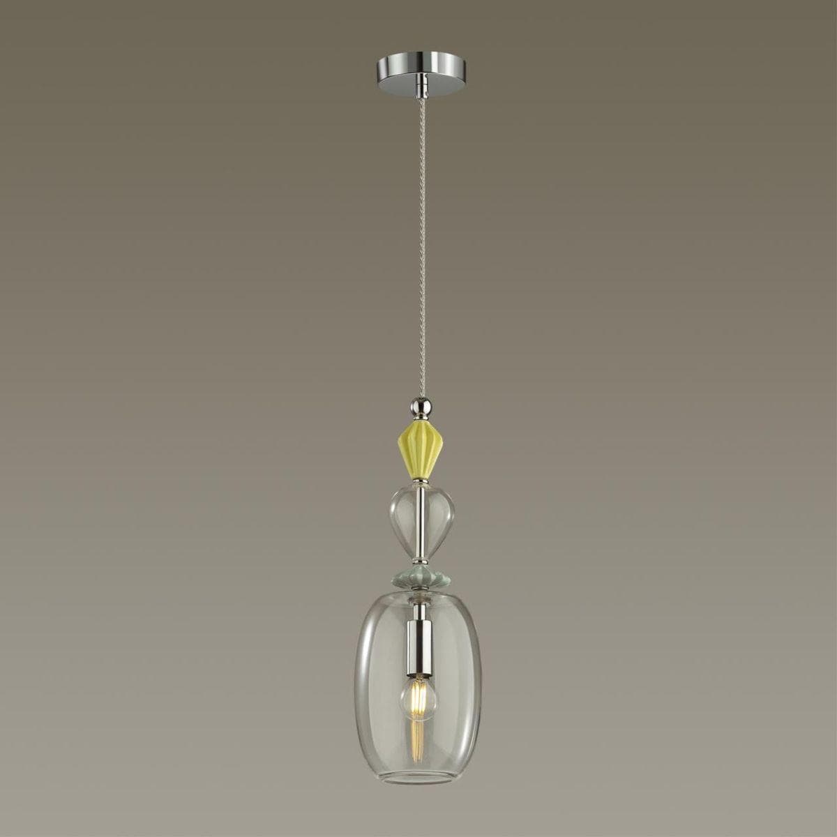 Odeon Light 4893/1B CLASSIC ODL_EX22 35 хром/раноцветн./керамика/стекло Подвес E14 1*40W 4893/1B BIZET — миниатюра 4