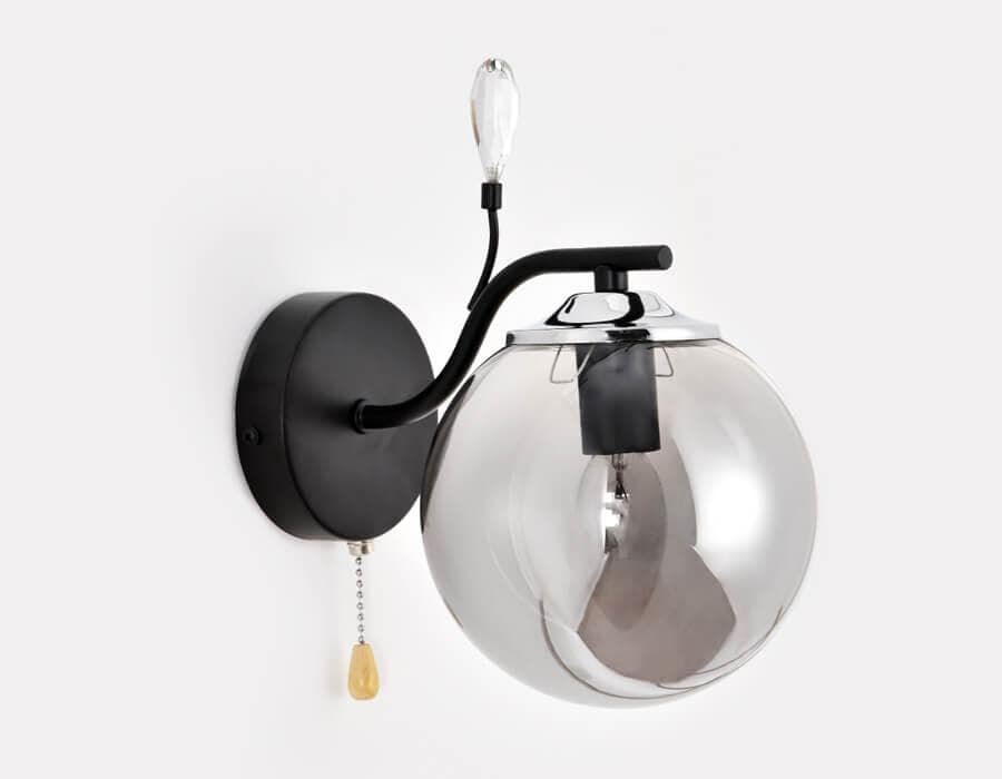 Ambrella Настенный светильник с выключателем TR9080 BK/SM черный/дымчатый E14 max 40W 240*150*230 — миниатюра 2