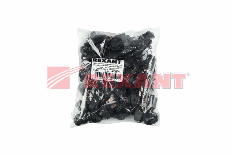 Выключатель клавишный 12V 20А (3с) ON-OFF черный ОВАЛ с зеленой LED подсветкой Rexant 36-2673 — миниатюра 2
