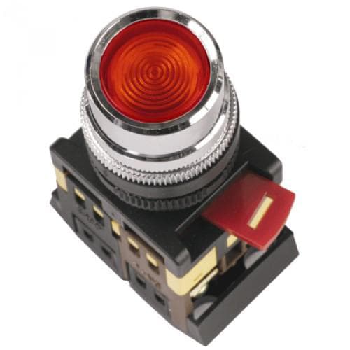 IEK Кнопка ABLFS-22 красный d22мм неон/240В 1з+1р — миниатюра 2