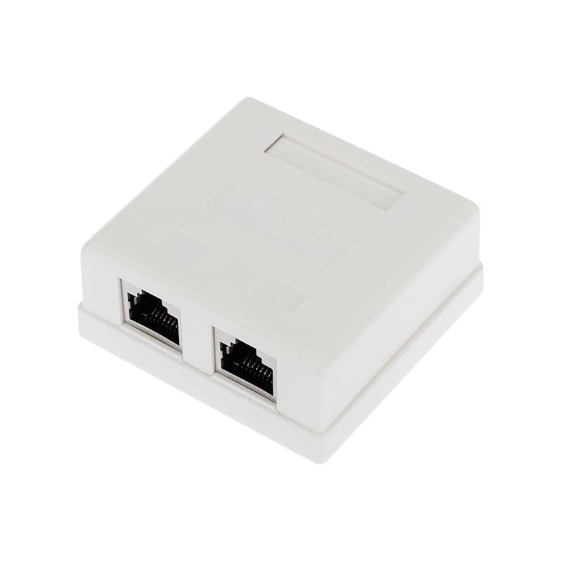 Рoзетка компьютерная внешняя, 2-порта RJ-45 (8P8C), FTP экранированная, категория 6, Rexant 03-0146