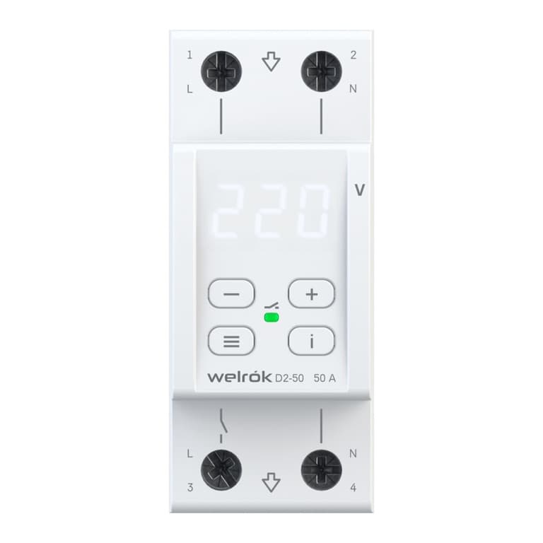 Welrok D2-50 Реле напряжения 50 А (max 60 A) 11 000 ВА — миниатюра 11