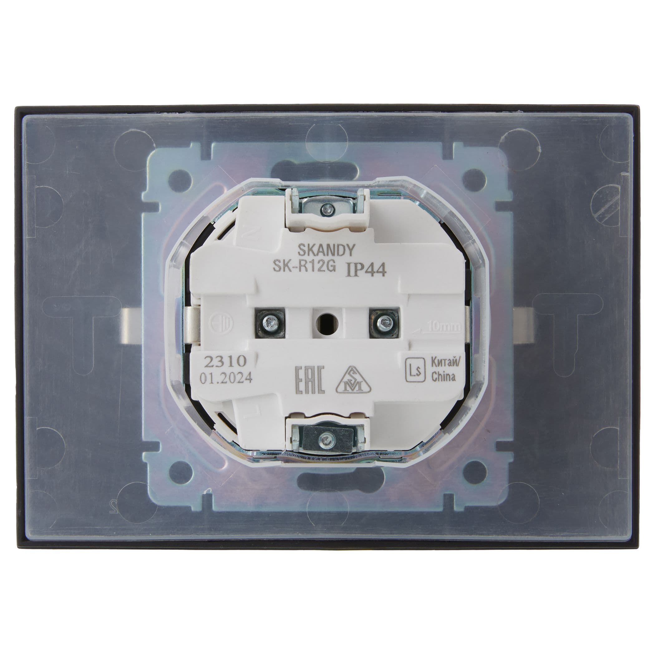 IEK SKANDY Графит Розетка 2-ая с/з с крышкой 16А в сборе IP44 SK-R12G — миниатюра 2
