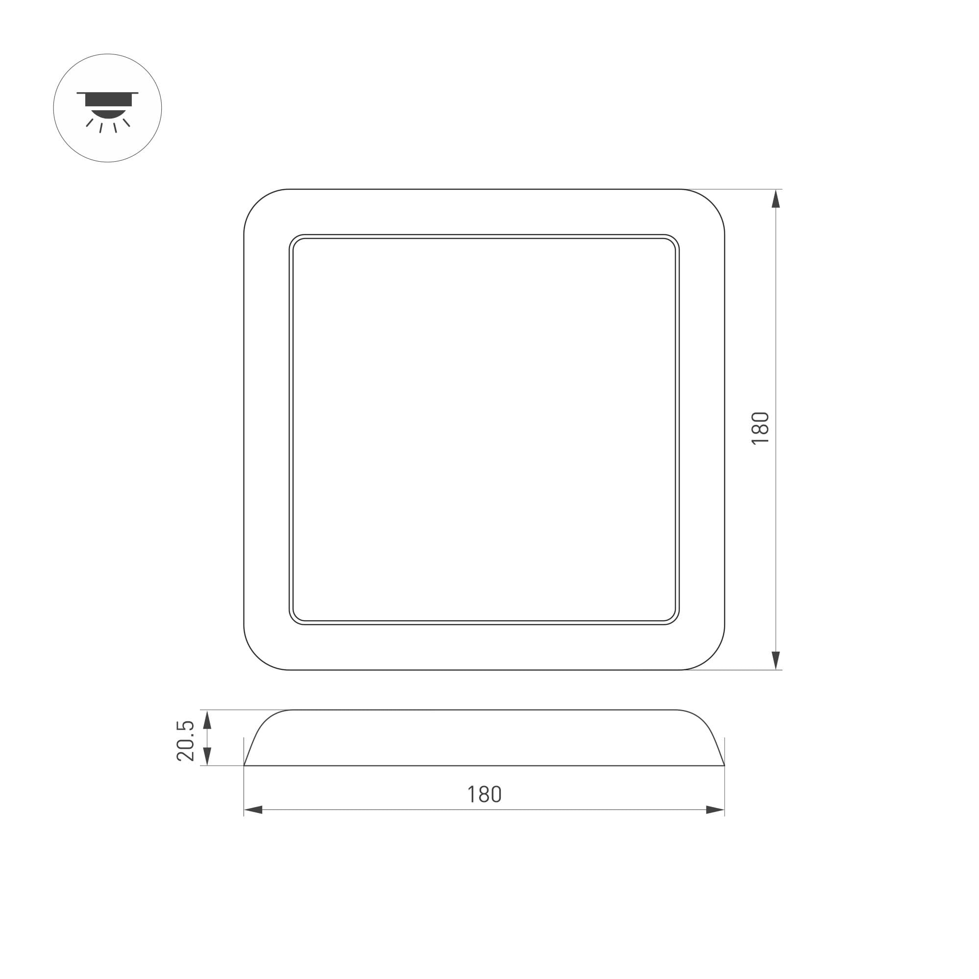 Arlight Светильник CL-FIOKK-S180x180-12W Day4000-MIX (WH, 120 deg, 230V) (IP44 Пластик, 3 года) 034470 — миниатюра 3