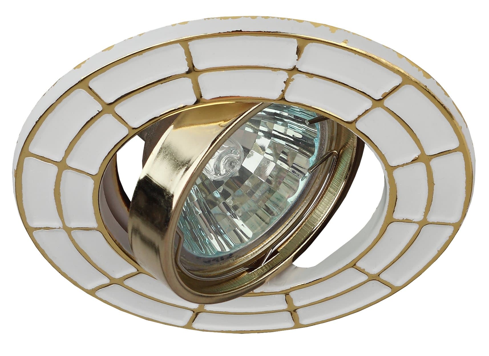 ЭРА Светильник ST7A GD/WH штампованный поворотный MR16,12V/220V, 50W белый/золото