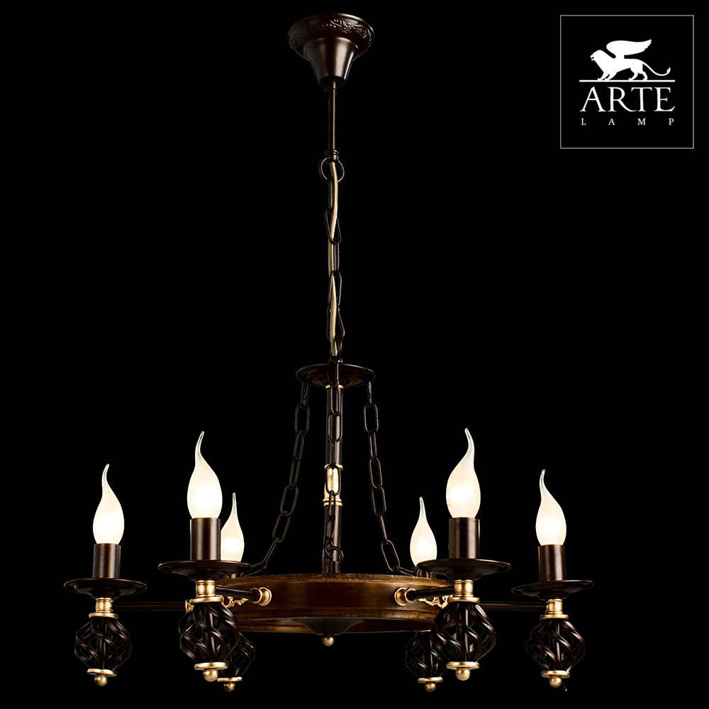 Arte Lamp Cartwheel Коричневая Люстра 60W E14 A4550LM-6CK — миниатюра 2