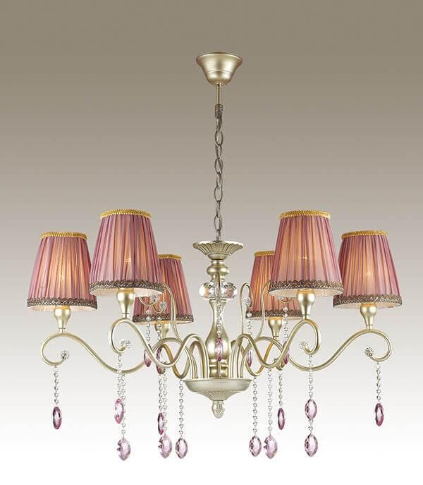Odeon Light 3393/6 ODL17 537 мат.золото/серебр.патина/абажур ткань/хрусталь Люстра E14 6*40W 220V GAELLORI — миниатюра 2