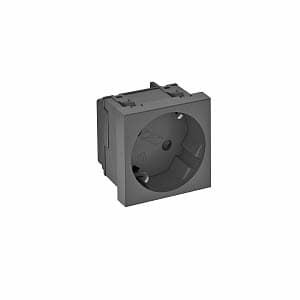 OBO Bettermann Розетка силовая 33° одинарная 2К+З, 1 модуль Modul45, 45х45 мм, со шторками 16А 250В черная 6120080 — миниатюра 2