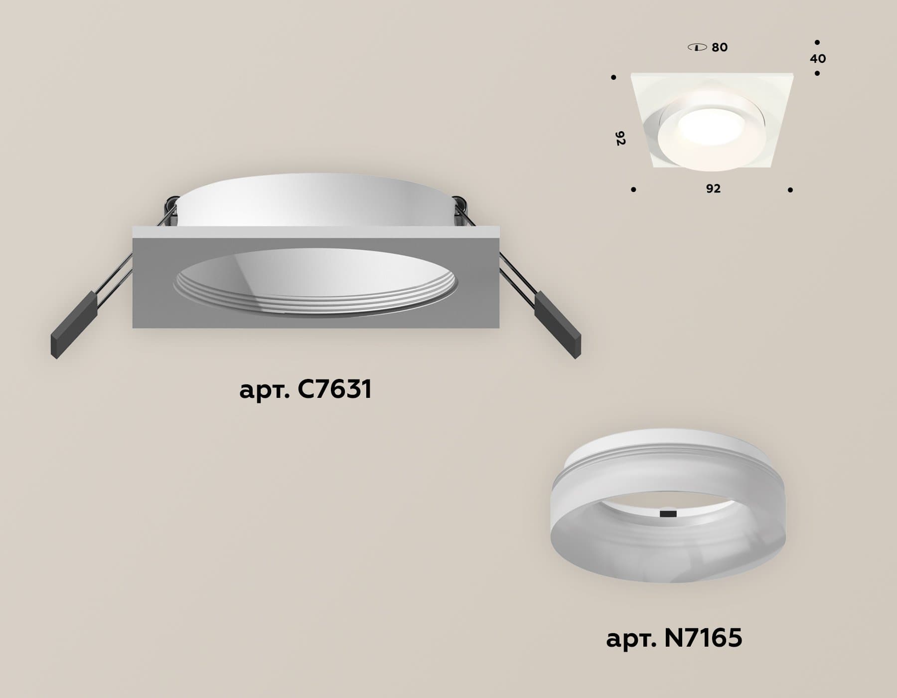 Ambrella Комплект встраиваемого светильника с акрилом XC7631044 SWH/FR белый песок/белый матовый MR16 GU5.3 (C7631, N7165) — миниатюра 2