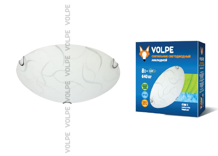 Volpe Светильник LED накладной декоративный круглый IP20 стекло/белый 10760